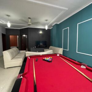 Rent Rover Lahore | Luxury short term Rentals in Lahore | 11000 PKR Per Day | Spacious Two Bed Apartment available in DHA Phase 8 Air Avenue. Features a beautiful living space with a pool table for entertainment. Perfect for short stays, offering comfort, security, and premium facilities — all for just 11000 per night
